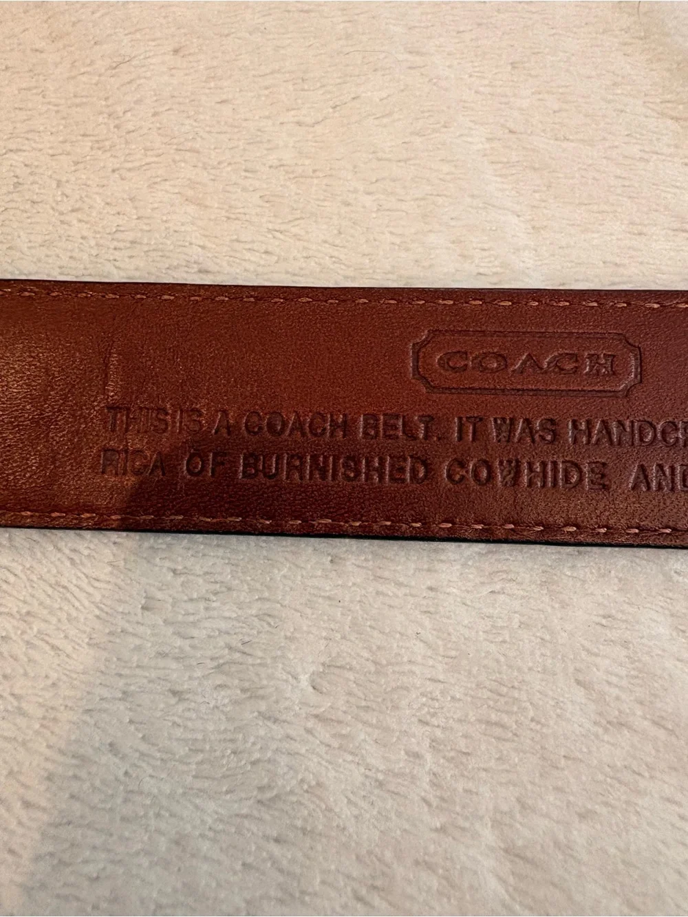 Coach Men’s Slim Black Leather Dress Belt Brass Gold Buckle Sz 34